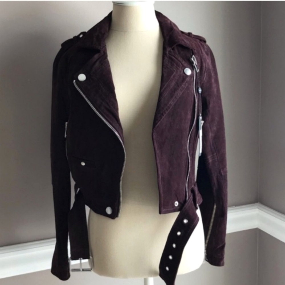 Blank NYC plum purple suede biker jacket